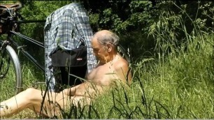 Mature Man Caught Sunbathing