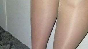 Crossdresser pantyhose legs and high heels