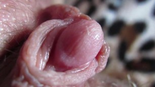 milf with hairy pussy teasing her slimy clit – ultra-close-up