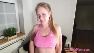 Big ass teen Maja stops workout for sex