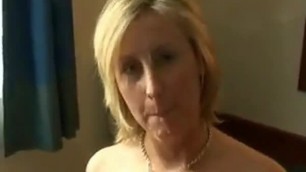 British MILF Lara jerks herself a facial