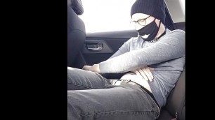 Cumshot close to stepmom in the backseat car